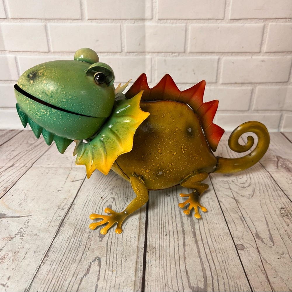 Gecko 12” Green Tiger Gecko Metal Indoor Outdoor Lawn Regal Art